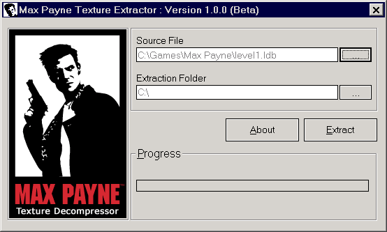 Интерфейс программы Max Payne Texture Extractor